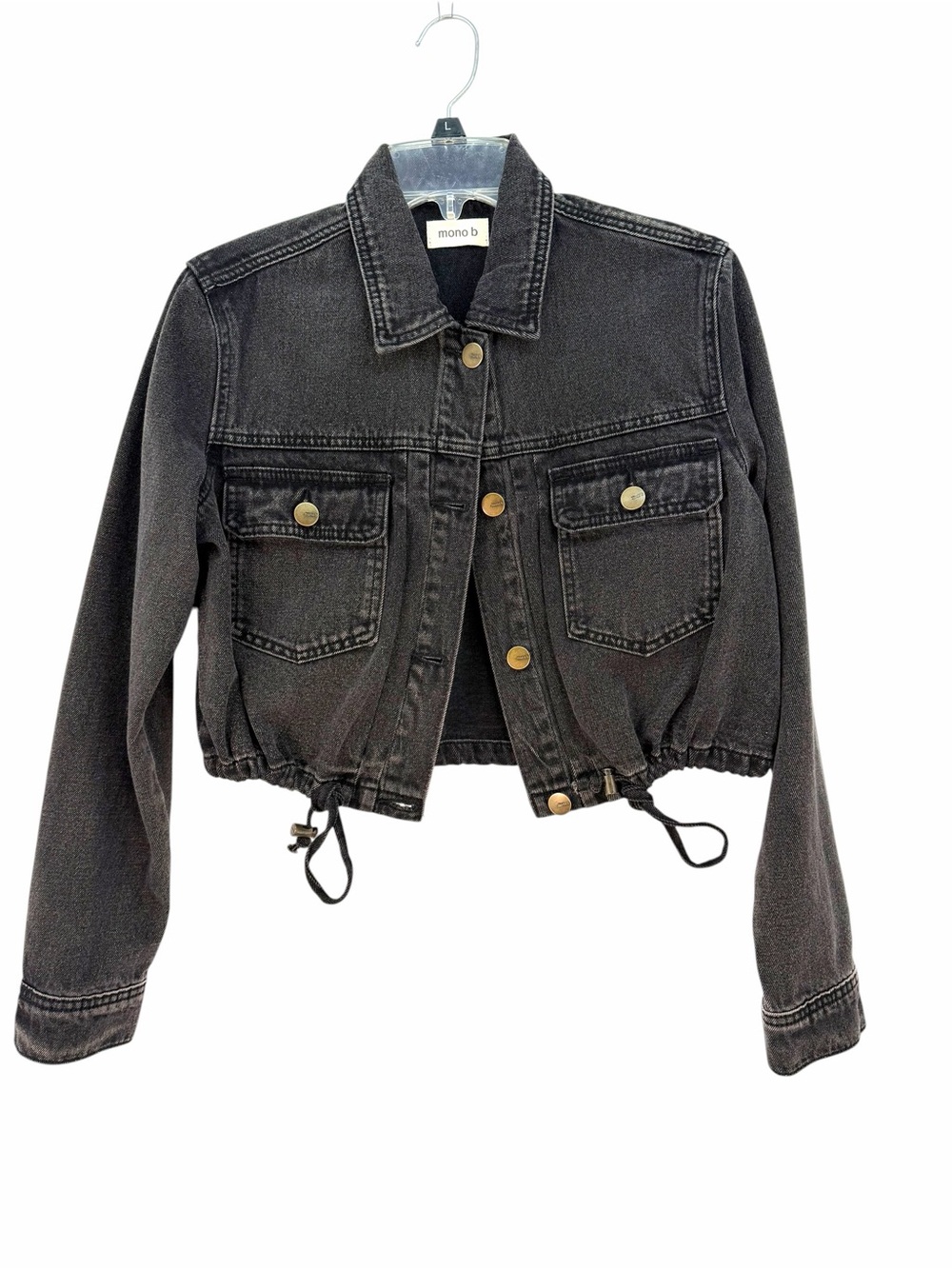 Mono B Black Cropped Denim Jean Jacket
